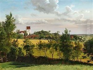 Landskab Med Udsigt Til Udby Kirke Landskab Med Udsigt Til Udby Kirke