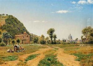 Parti I Naerheden Af Rom, I Baggrunden St. Peter by Vilhelm Kyhn