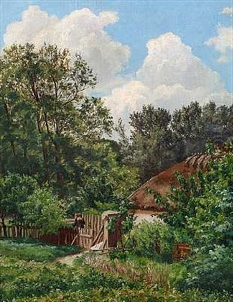 Mand Ved Et Stataekt Hus I Skovens Udkant - view 1