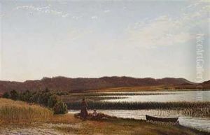 Mor Og Barn Ved En Sobred (naer Silkeborg?) by Vilhelm Kyhn