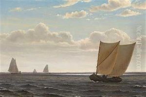Fiskerbade Ud For Kysten by Vilhelm Kyhn