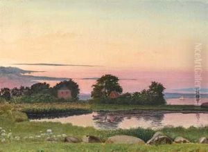 Landskab Ved Rye, Solnedgang