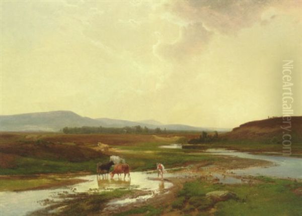 Landskab Med En Lille Vogterdreng Pa Heden, I Baggrunden Den Jyske Hojderyg - view 1
