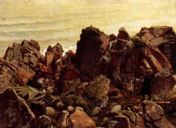 Klippekyst Med Piberygende Mand, Bornholm - view 1