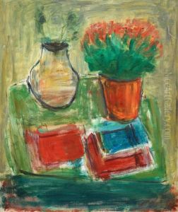 Still Life With Vases And Books by Carl Kylberg