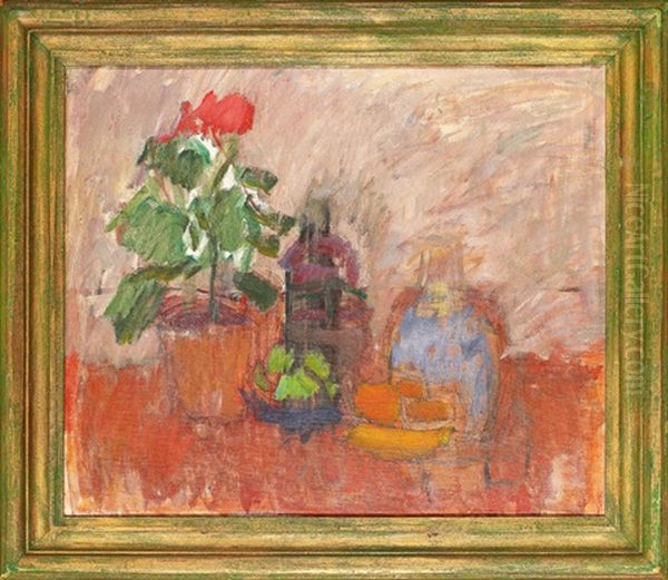 Pelargon - Stilleben Med Blommor Och Flaskor - view 1
