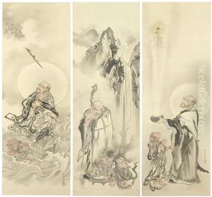 Set Of Three Kakejiku (vertical Hanging Scrolls) Set Of Three Kakejiku (vertical Hanging Scrolls)