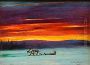 Lapplander And Polar Night Sky by Juho Kyyhkynen