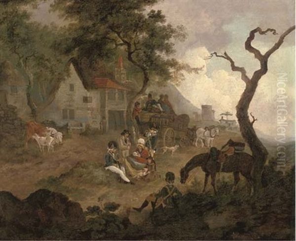 Soldiers And Travellers Before An Inn - view 1