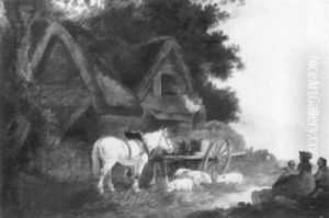 Unloading The Hay Cart by Peter La Cave