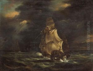 Losing A Sail; Keeling Over (a Pair) by Richard Bridges Beechey