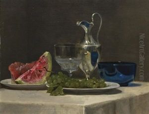 Silver, Glass And Fruit (study) by John La Farge