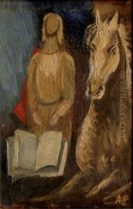 Personnage Et Cheval by Amedee Marie Dominique Dubois de La Patelliere