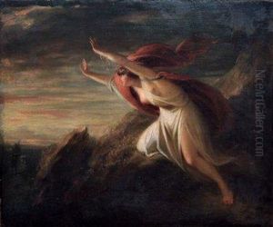 Adrianne Saying Goodbye To Her Lover At Sunset With Ship In The Distance by Sir William Beechey