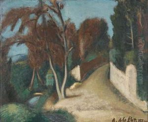 La Source Pres De La Route De Cagnes by Amedee Marie Dominique Dubois de La Patelliere