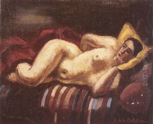 Nu Feminin A La Couverture Rouge by Amedee Marie Dominique Dubois de La Patelliere