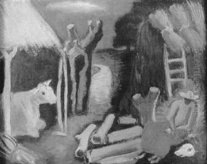 Scene De Ferme by Amedee Marie Dominique Dubois de La Patelliere
