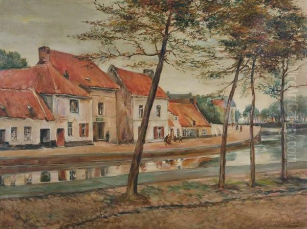 Stadsgezicht Met Personages Nabij Het Water - view 1