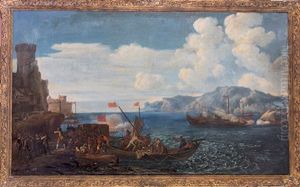 Scene Dans Une Rade Avec Des Soldats