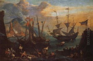 Vaisseaux Pres D'un Port Mediterraneen by Jean-Baptiste de LaRose