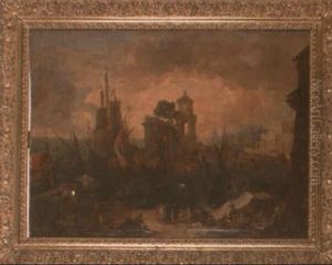 Vue De Port Imaginaire Avec L'arc De Triomphe Et Le Mausolee De Saint Remy by Jean-Baptiste de LaRose