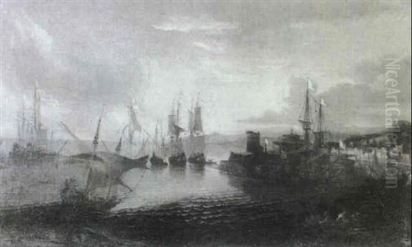Vue Fantaisiste D'un Port Mediterraneen - view 1