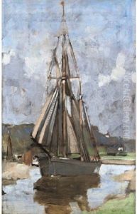 Boat In An Estuary by Henry Herbert La Thangue