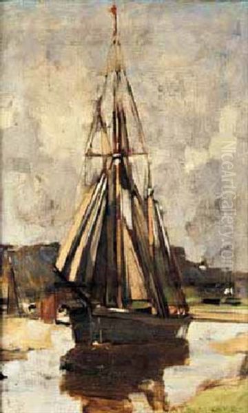 Fishing Boat At Anchor In An Estuary - view 1