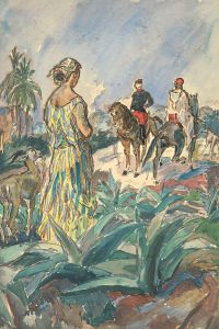 Frau Vor Reitern by Rene Beeh