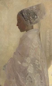 A Maiden In Contemplation by Gaston La Touche
