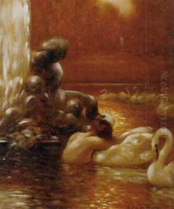 Leda And The Swan At Versailles by Gaston La Touche