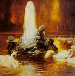Versailles, Baignade Dans Un Bassin by Gaston La Touche