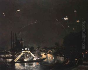Paris La Nuit Du Xiv Juillet by Gaston La Touche