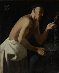 A Hermit Contemplating The Crucifix