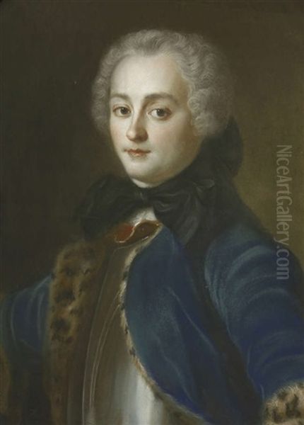 Portrait Of Monsieur Cailloux, Half Length, In A Blue Fur-trimmed Coat - view 1