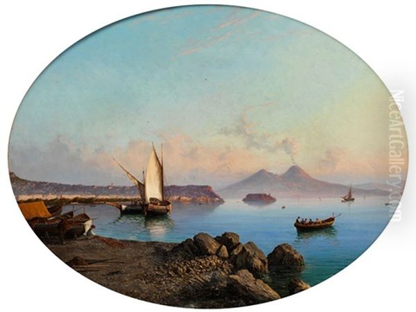 Ansicht Von Der Bucht Von Neapel Mit Rauchendem Vesuv - view 1