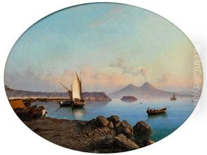 Ansicht Von Der Bucht Von Neapel Mit Rauchendem Vesuv by Alessandro la Volpe