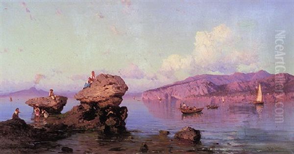 Children & Boats In The Bay Of Naples - view 1