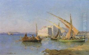 Barche Con Pescatori A Riva by Alessandro la Volpe