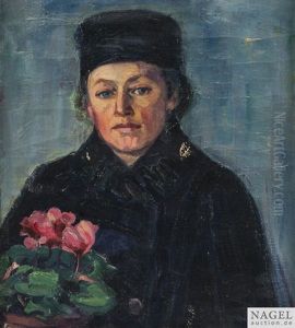 Dame (lotte?) In Schwarz Mit Alpenveilchen