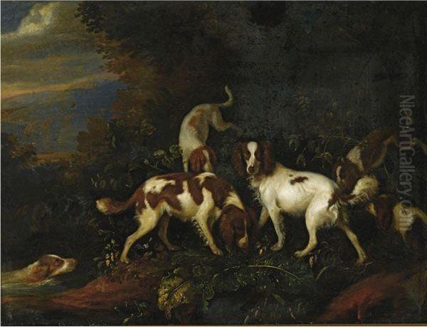 Spaniels In A Wooded Landscape - view 1