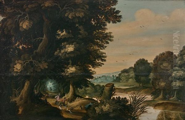 Paysage Forestier Avec Des Brigands En Embuscade - view 1