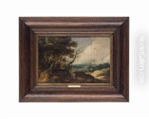 A Wooded Landscape With Travellers And Shepherds by Jasper van der Laanen