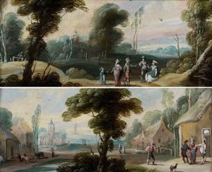 Paysage Anime De Personnages, Entree D'un Village Anime De Personnages (pair) by Jasper van der Laanen