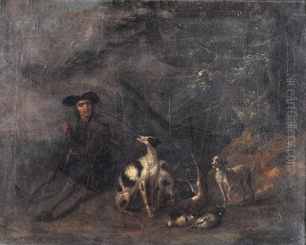 A Huntsman With His Dogs In A Landscape - view 1