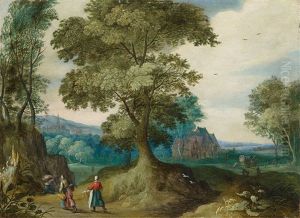 Wooded Landscape With Figural Staffage