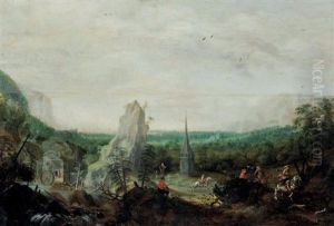Paysage Avec Moulin Et Cavaliers by Jasper van der Laanen