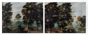 Guet-apens Sur Un Chemin Boise (+ Le Christ Et Les Pelerins D'emmaus A L'oree D'un Bois; Pair) by Jasper van der Laanen
