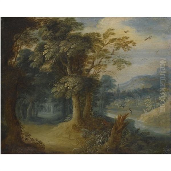A Bosky Fluvial Landscape - view 1
