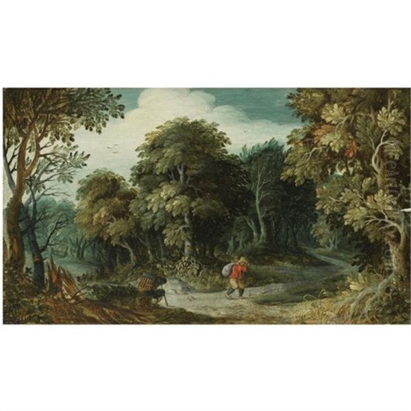 Peasants On A Path In A Forest - view 1